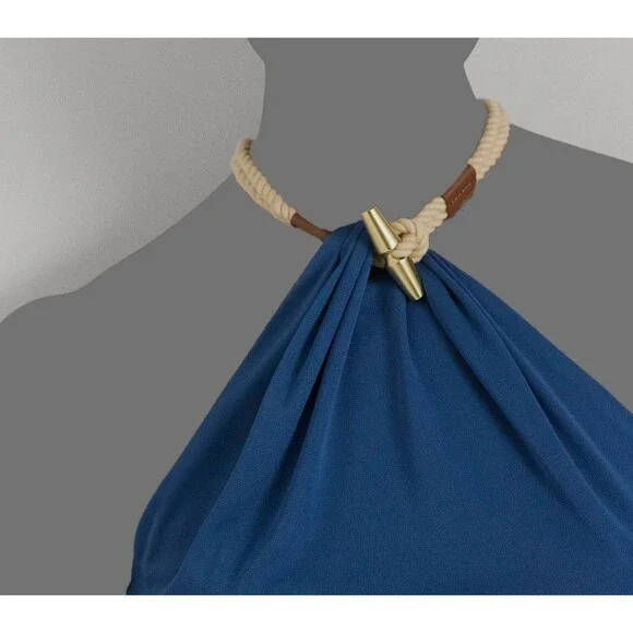 Lauren Ralph Lauren Women's Blue Stretch Jersey Halter Dress Size 14. - Picture 3 of 4